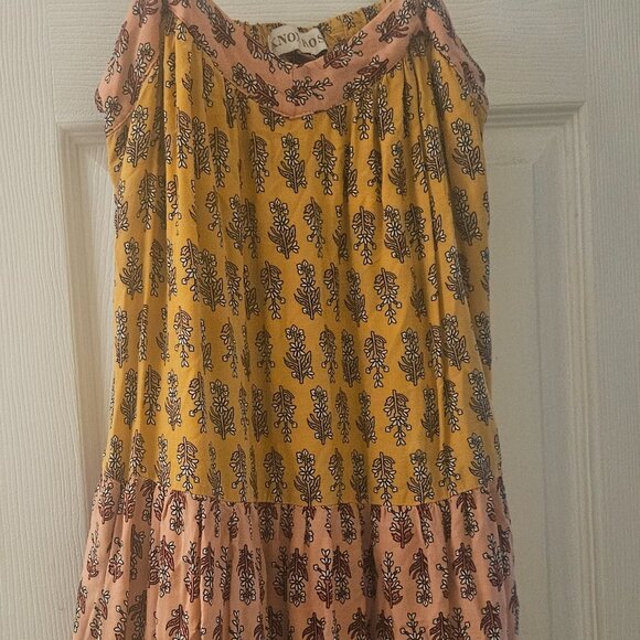 Knox Rose Multicolor tiered boho CottageCore sleeveless dress pockets maxi S - Picture 7 of 11